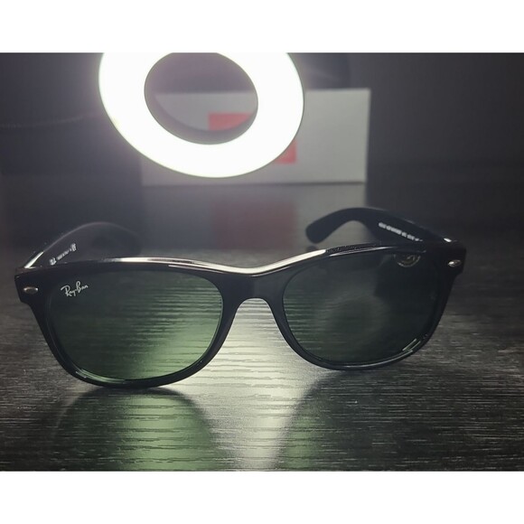 RAY BAN RB2132 901L 55[]18 145 3N GLOSSY BLACK G15 WAYFARERS SUNGLASSES OPEN BOX - Picture 8 of 9